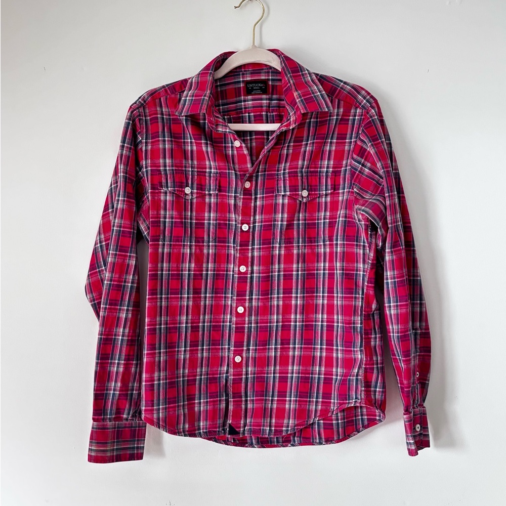 UNTUCKit Red and Blue Plaid Casual Shirt